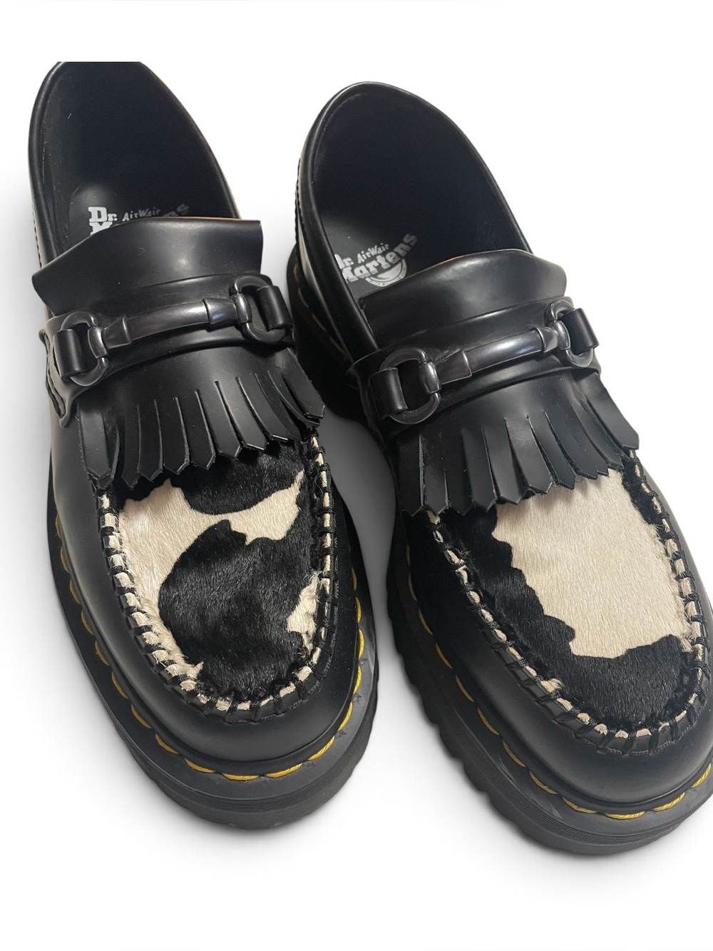 Dr. Martens Black Leather Adrian Snaffle w/Cow Hide Mens 8
